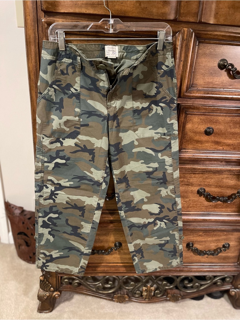 Sanctuary Standard Surplus Camo Cargo Pants in Green and Brown